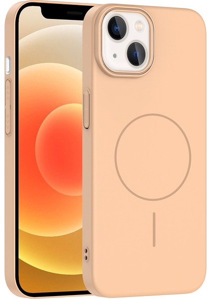 iPhone 14 Uyumlu Kılıf M-Safe Şarj Özellikli Ruby Kapak Çöl Titanyum
