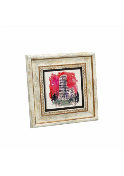 Pisa Kulesi Baskılı Doğaltaş Tablo (20 x 20 Krg-51)