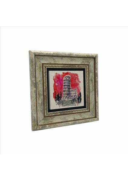 Pisa Kulesi Baskılı Doğaltaş Tablo (20 x 20 Krg-51)