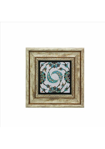 Karatay Medresesi Çini Desen Baskılı Doğaltaş Tablo (20 x 20 Kd-10)