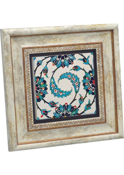 Karatay Medresesi Çini Desen Baskılı Doğaltaş Tablo (20 x 20 Kd-10)