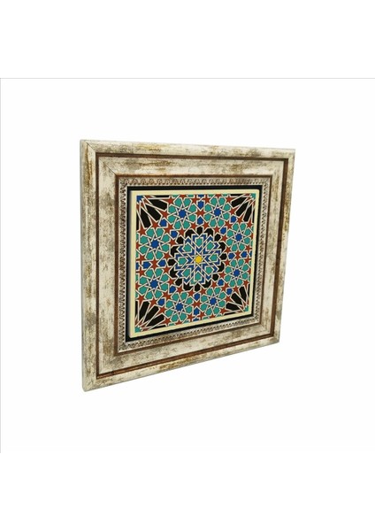 Islami Geometrik Desen El Hamra Sarayı Fas Baskılı Doğaltaş Tablo 25CMX25CM KD-047