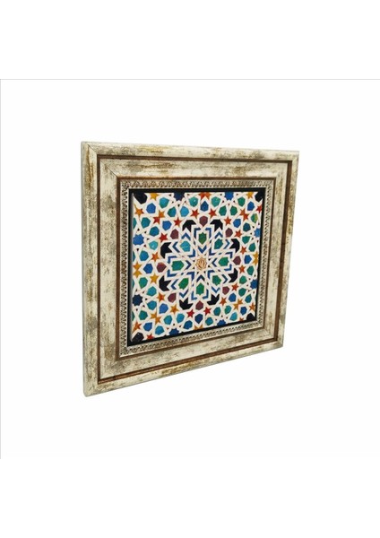 Islami Geometrik Desen El Hambra Sarayı-Fas Baskılı Doğaltaş Tablo 25CMX25CM KD-049