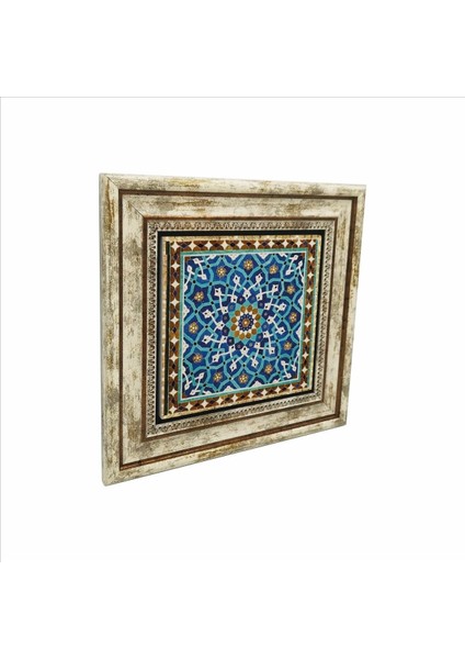 Iran Geometrik Mozaiği Baskılı Doğaltaş Tablo 25CMX25CM KD-106