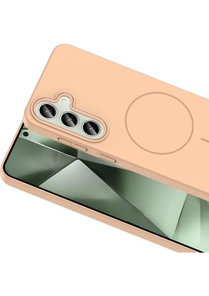 Samsung Galaxy S24 Fe Uyumlu Kılıf M-Safe Şarj Özellikli Ruby Kapak Çöl Titanyum