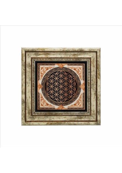 Yaşam Çiçeği Baskılı Doğaltaş Tablo 25CMX25CM KD-044