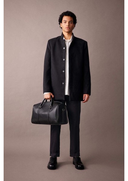 Slim Fit Dik Yaka Astarlı Kaşe Parka Black modelleri