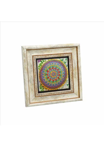 Mandala Desen Baskılı Doğaltaş Tablo (20 x 20 Kd-52)