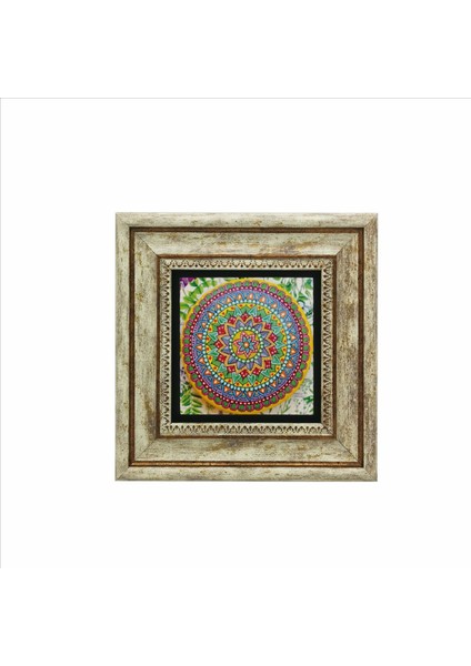 Mandala Desen Baskılı Doğaltaş Tablo (20 x 20 Kd-52)