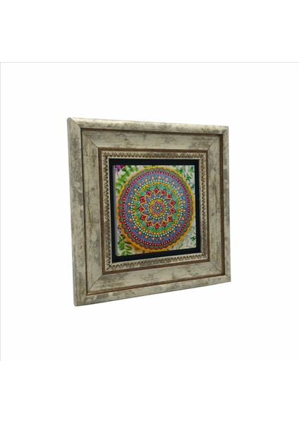 Mandala Desen Baskılı Doğaltaş Tablo (20 x 20 Kd-52)