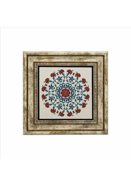 Osmanlı Çini Deseni Baskılı Taş Tablo 25X25 Kd-41