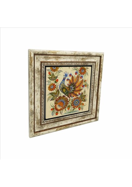 Tavus Kuşu Baskılı Doğaltaş Tablo (25CMX25CM )(KRG-160)