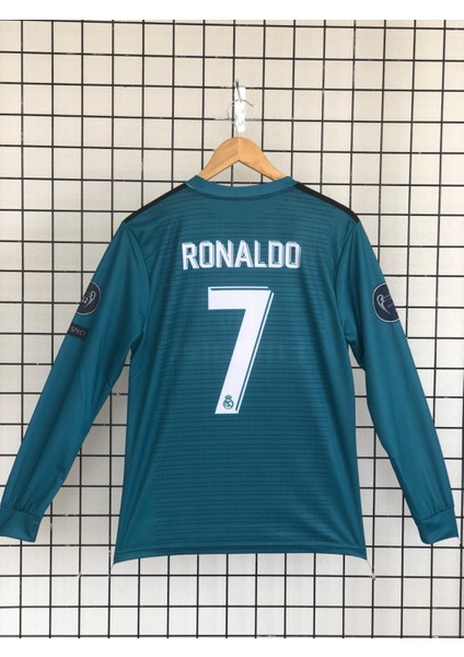 Real.madrid.ronaldo Turkuaz 2018 Uzun Kol Deplasman Yetişkin Forma