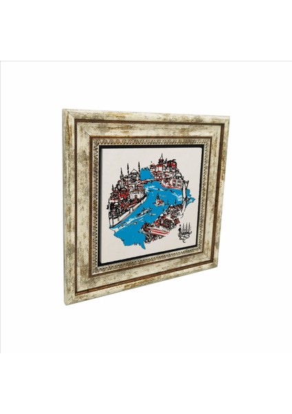 Istanbul Boğazı ve Haliç Baskılı Doğaltaş Tablo (25 x 25 Krt-31)