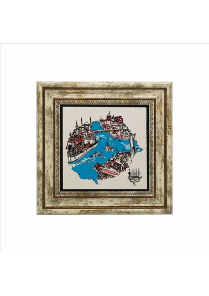 Istanbul Boğazı ve Haliç Baskılı Doğaltaş Tablo (25 x 25 Krt-31) fiyatları