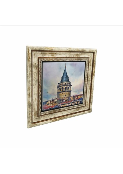Galata Kulesi Baskılı Doğaltaş Tablo 25X25 Krt-20