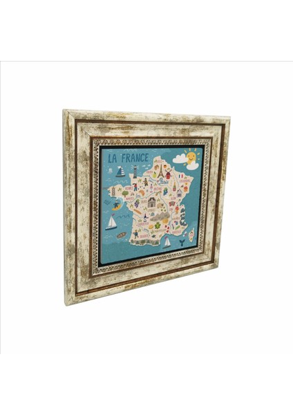 Fransa Sembolleri Baskılı Doğaltaş Tablo (25 x 25 Krg-8)