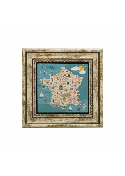 Fransa Sembolleri Baskılı Doğaltaş Tablo (25 x 25 Krg-8) fiyatları