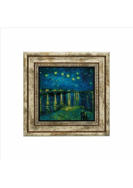 Ren Nehrinde Yıldızlı Bir Gece Baskılı Doğaltaş Tablo (25 x 25 KRG-136) fiyatları