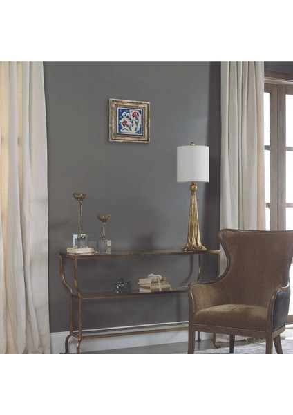 Osmanlı Iznik Çini Deseni Baskılı Doğaltaş Tablo (25 x 25 Kd-37)