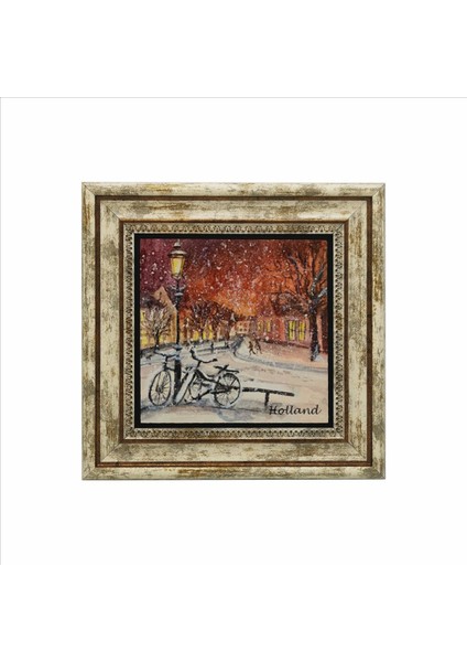 Hollanda Bisklet Görseli Baskılı Doğaltaş Tablo (25 x 25 Krg-40) fiyatları