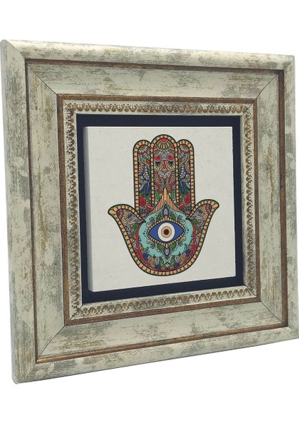 Fatıma’nın Eli (Nazar Boncuklu) Baskılı Doğaltaş Tablo (20 x 20 KD-110) fırsatları
