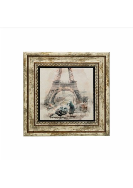 Eyfel Kulesi Baskılı Doğaltaş Tablo (25 x 25 Krg-3)