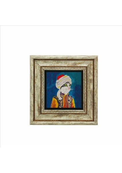Sarıklı Osmanlı Kedisi Baskılı Doğaltaş Tablo 20CMX20CM KRT-067 fiyatları
