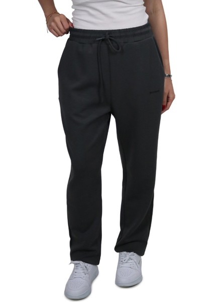 Kadın Modal Kumaş Lastikli Paça Gri Jogger Pantolon