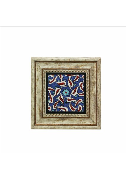 Osmanlı Iznik Çini Deseni Baskılı Taş Tablo 20X20 Kd-33