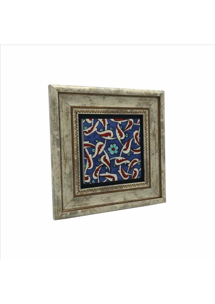 Osmanlı Iznik Çini Deseni Baskılı Taş Tablo 20X20 Kd-33