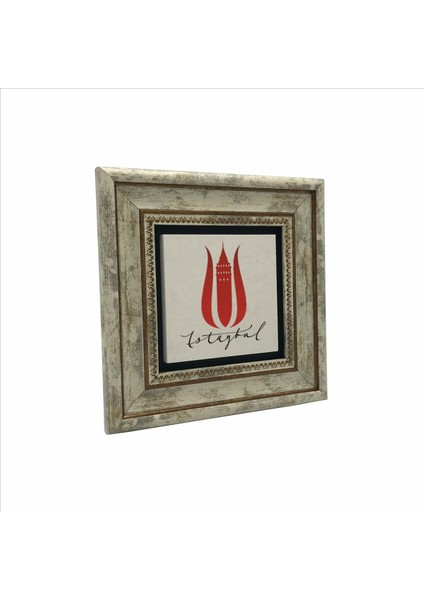 Istanbul Lalesi - Galata Kulesi Baskılı Doğaltaş Tablo (20 x 20 Krt-56) fırsatları