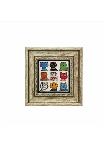 Kediler Baskılı Doğaltaş Tablo 20X20 KRG-166 fiyatları