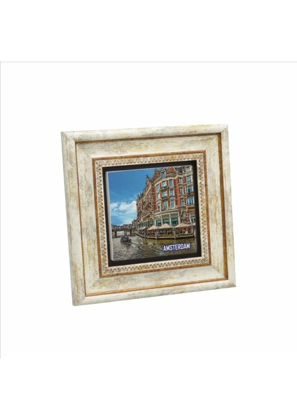 Amsterdam Görseli Baskılı Doğaltaş Tablo 20CMX20CM KRG-014