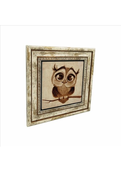 Baykuş Baskılı Doğaltaş Tablo 25CMX25CM KRG-163