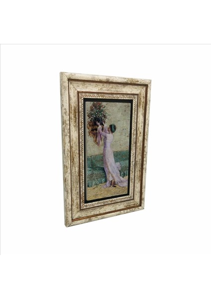 Vazo Yerleştiren Kız Osman Hamdi Bey Baskılı Doğaltaş Tablo 20CMX30CM DRG-088