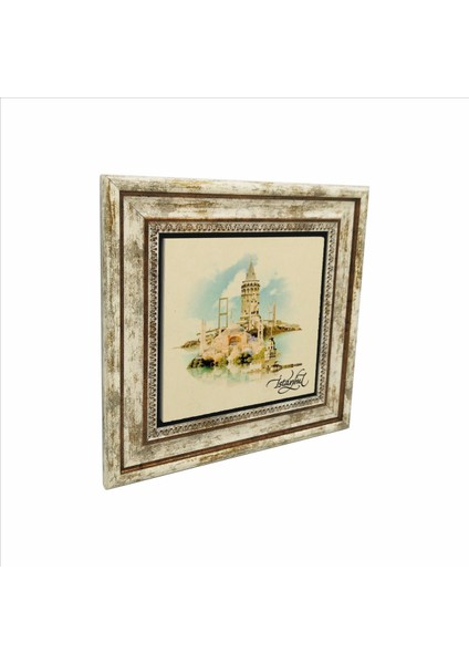 Istanbul Sembolik Yerler Baskılı Doğaltaş Tablo (25 x 25 Krt-27)