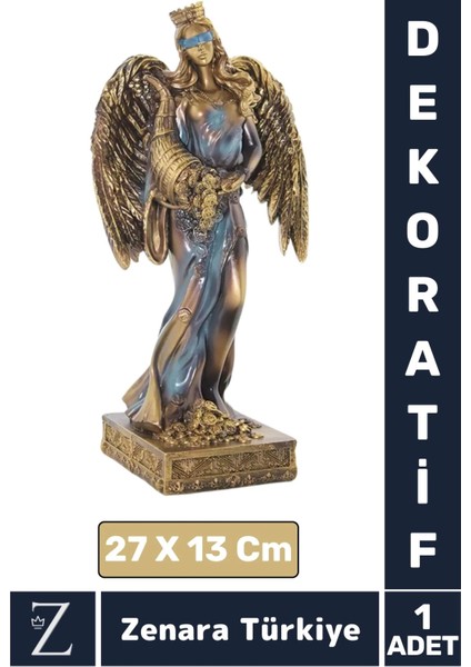 Çok Şık Dekoratif Hediyelik Özel Gün Biblo Koleksiyon Bereket Tanrıçası Polyester Kanatlı Fortuna