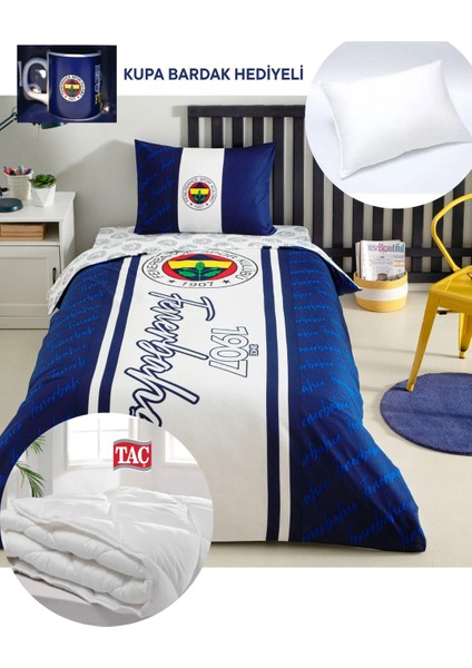 Lisanslı Fenerbahçe 1907 Glow Tek Kişilik Pamuk Nevresim Takımı Yorgan Yastık
