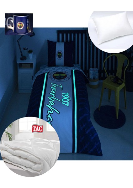 Lisanslı Fenerbahçe 1907 Glow Tek Kişilik Pamuk Nevresim Takımı Yorgan Yastık