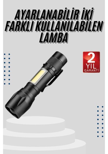 El Feneri Uzun Menzilli USB Şarj Edilebilir Kamp Lambası