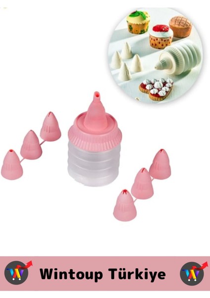 Premium Bpa Free Pratik Kolay Temizlenir Plastik Mutfak Hamur Kek Pasta Süsleme 7 Uçlu Krema Pompası