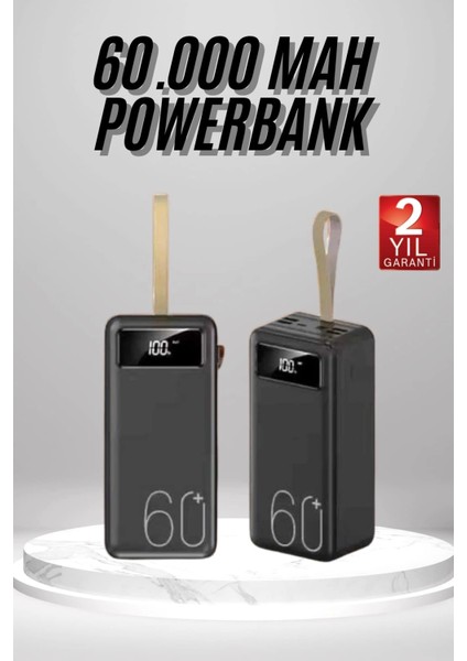Powerbank 60.000 Mah Taşınabilir Şarj Hızlı El Fenerli Dijital Göstergeli