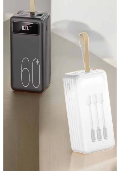 Powerbank 60.000 Mah Hızlı Şarj 4 Çıkışlı Uzun Şarj Süreli Dijital Göstergeli