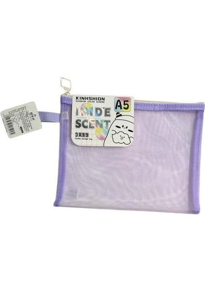 XL5121 Fermuarlı Saplı Fileli Raınbow A5 Çanta ( Mesh Dosya ) - Tekli