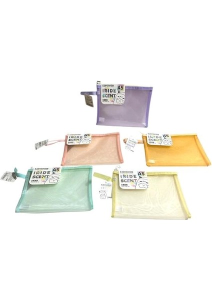 XL5121 Fermuarlı Saplı Fileli Raınbow A5 Çanta ( Mesh Dosya ) - Tekli