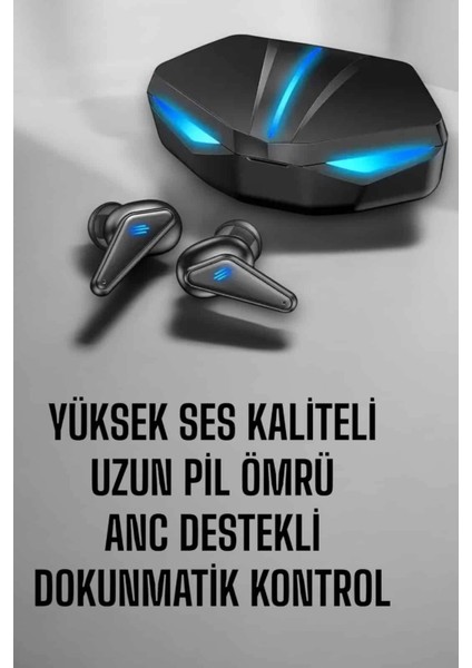 Bluetooth Oyuncu Kulaklığı LED Işıklı Kablosuz Anc Özelliği