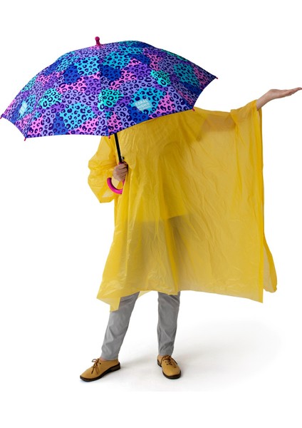Kids Mor Leopar Desenli Çocuk Şemsiyesi 12666 modelleri