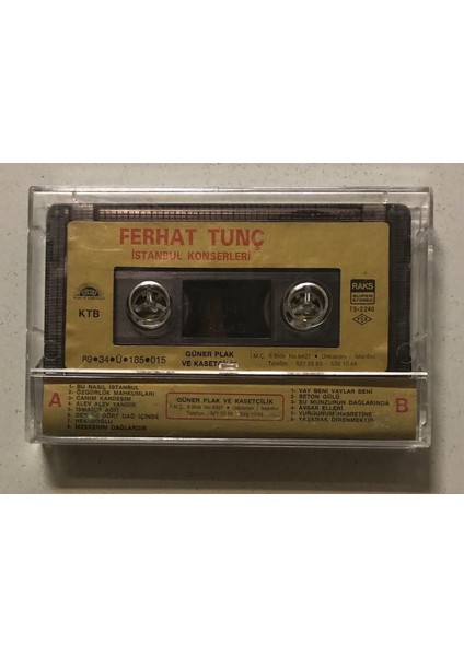 Ferhat Tunç Istanbul Konserleri Kaset (Orjnal Dönem Kağıt Baskı Kaset)