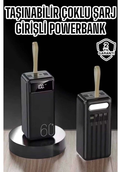 Powerbank 60.000 Mah 4 Portlu Uzun Şarj Süreli Dijital Göstergeli